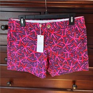 Lilly Pulitzer Pink & Navy Geometric Starfish Print Shorts NWT